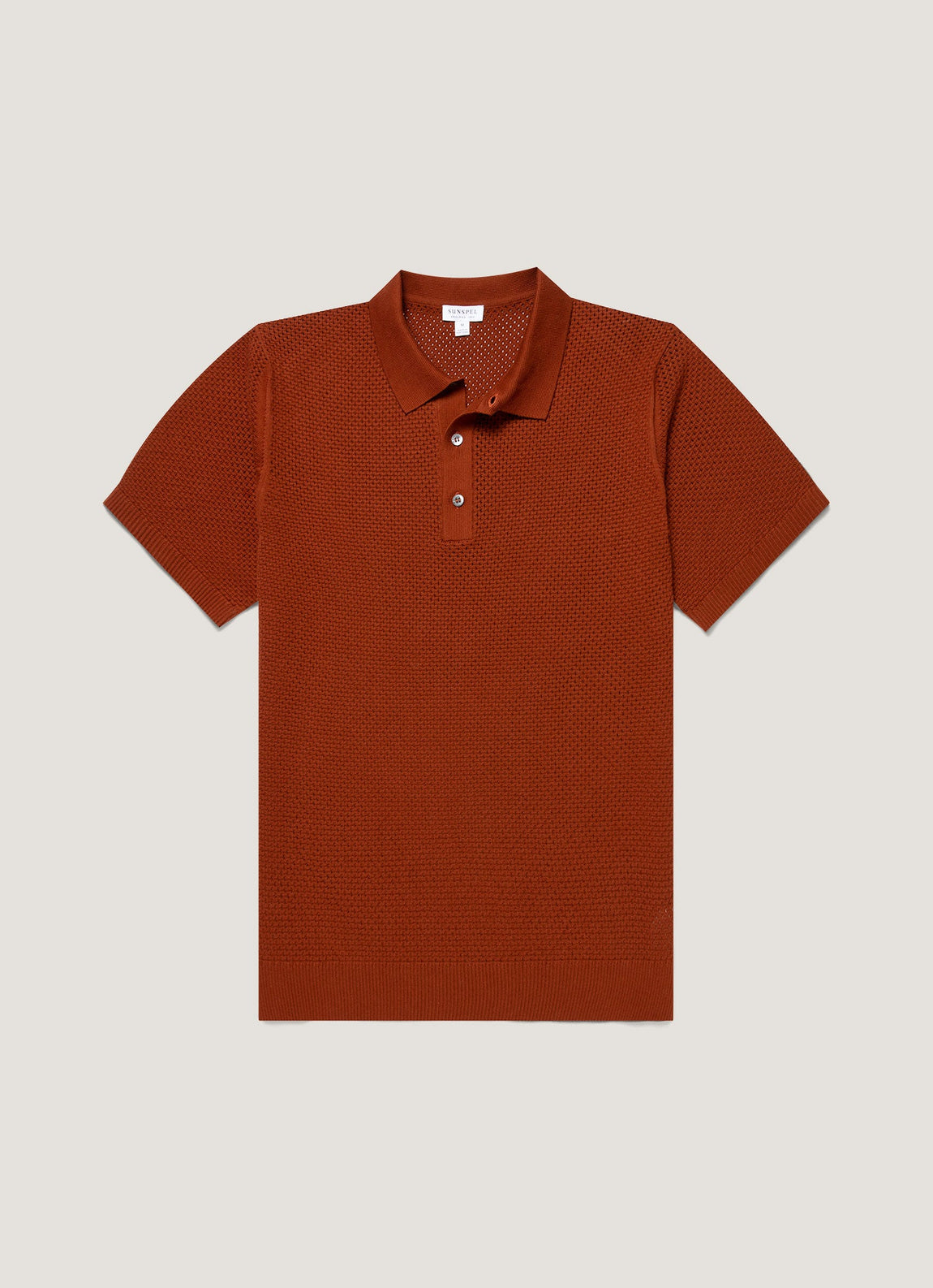 Men's Cotton Mesh Polo in Rust