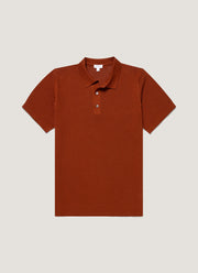 Men's Cotton Mesh Polo in Rust
