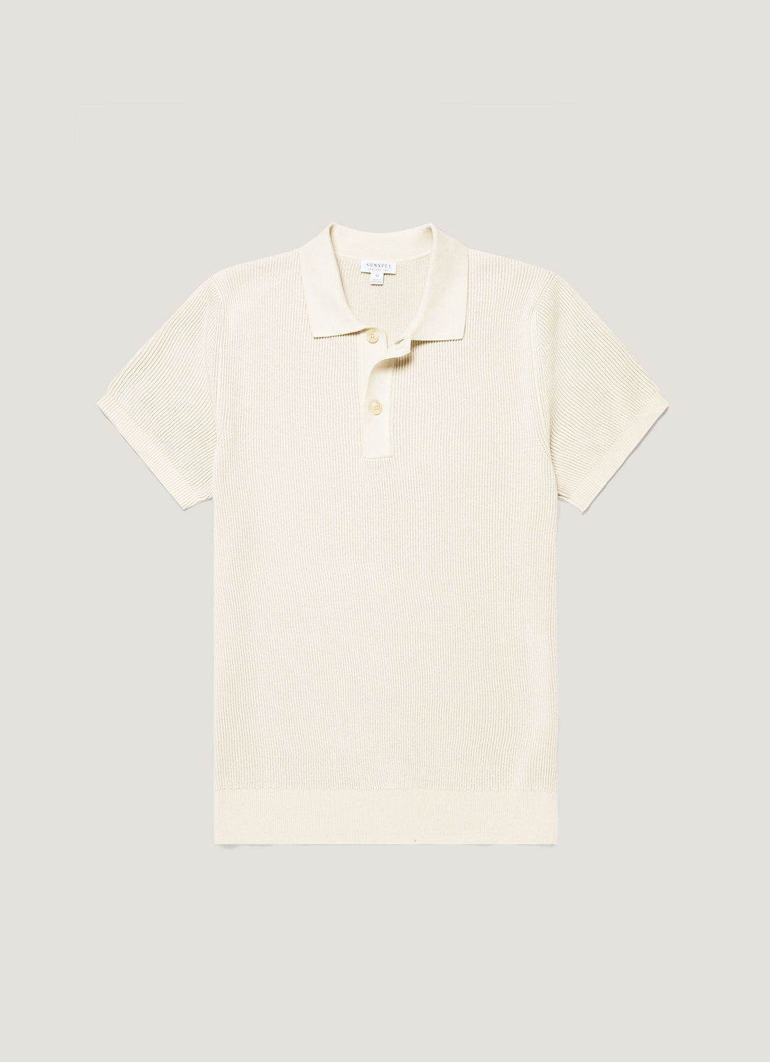 Men's Contrast Rib Polo Shirt in Ecru