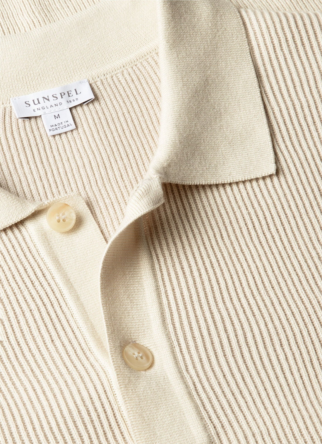 Men's Contrast Rib Polo Shirt in Ecru