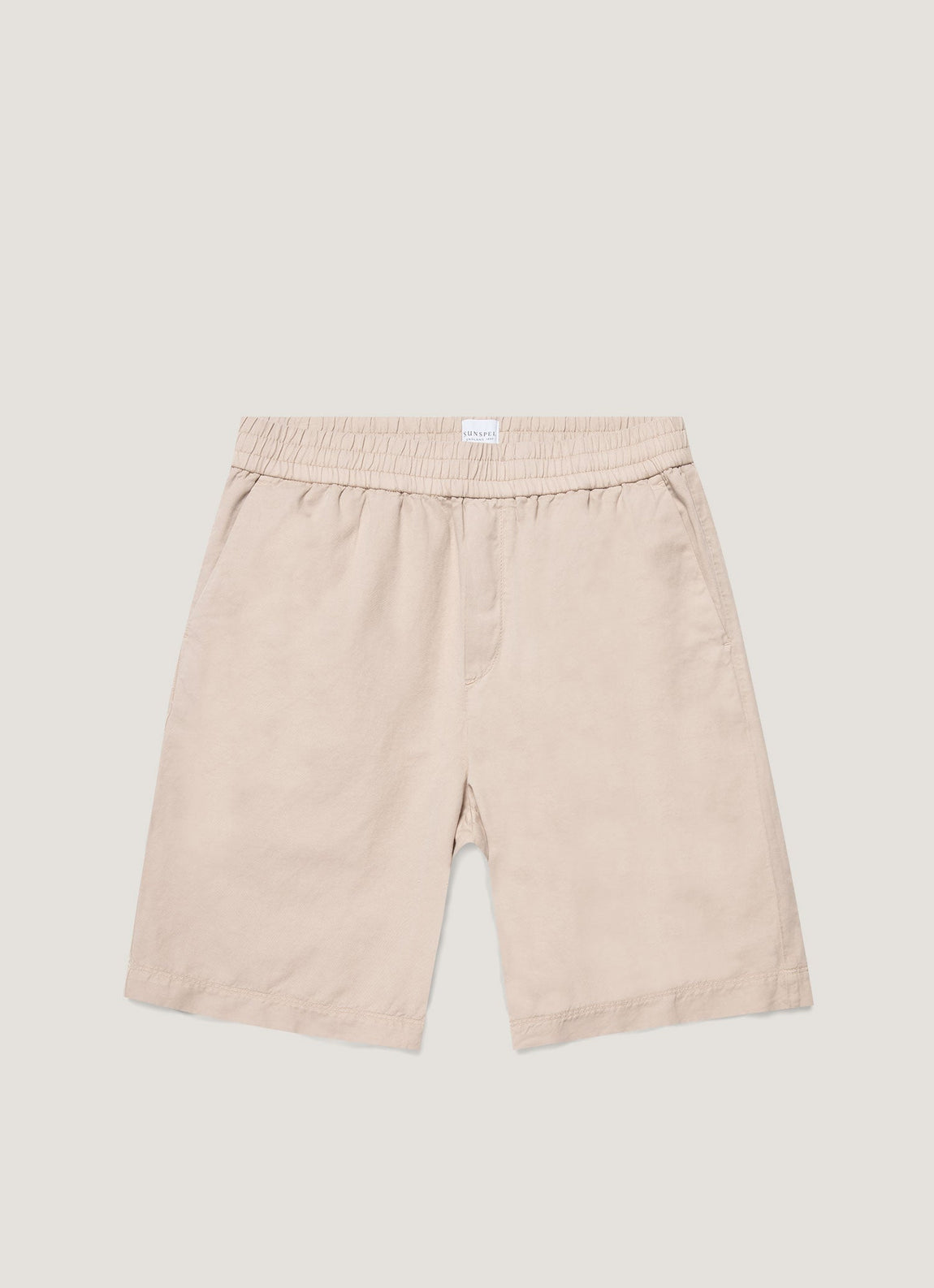Men's Cotton Linen Drawstring Shorts in Light Sand