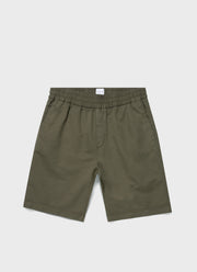 Men's Cotton Linen Drawstring Shorts in Khaki