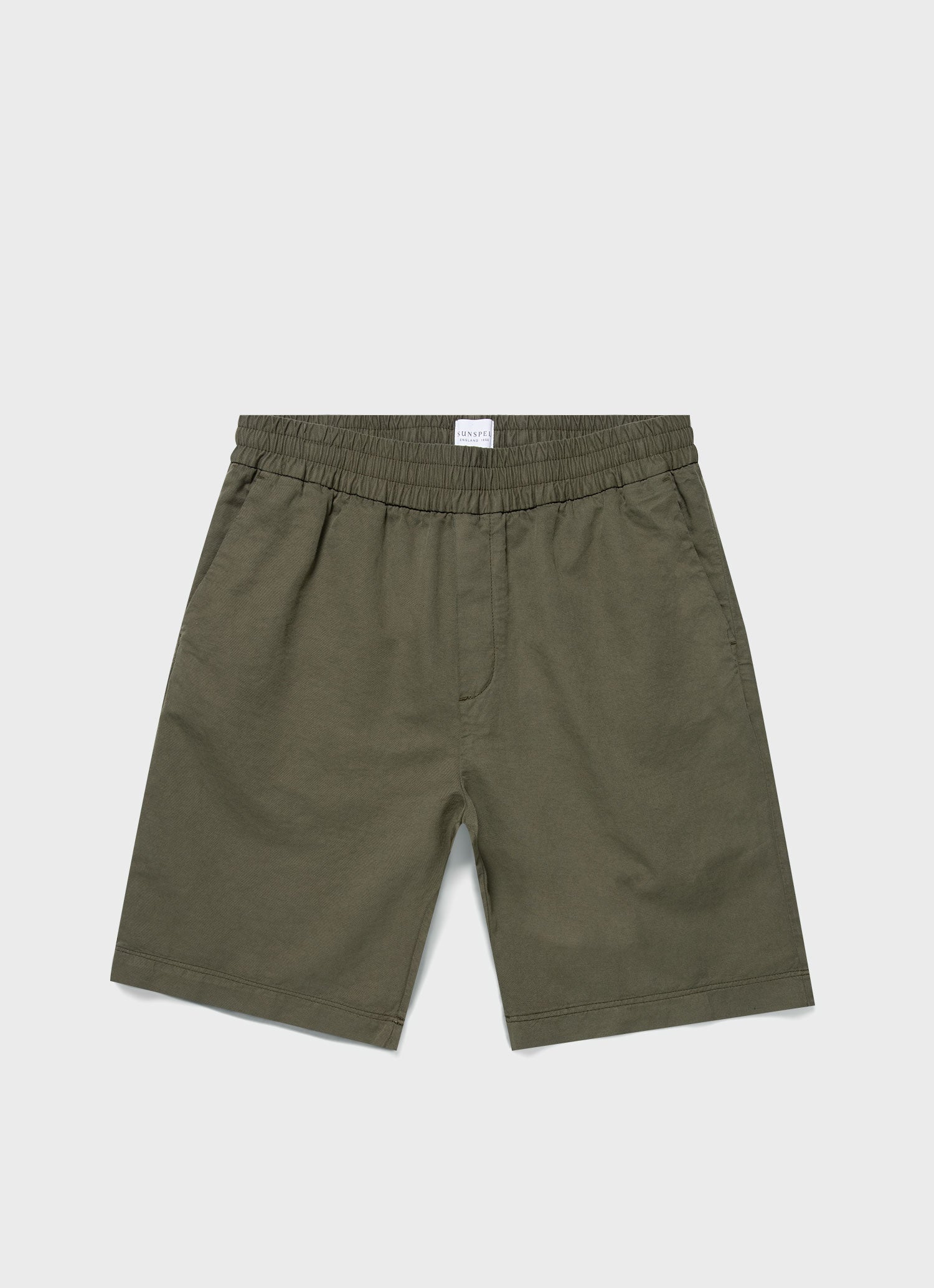 Men's Cotton Linen Drawstring Shorts in Khaki