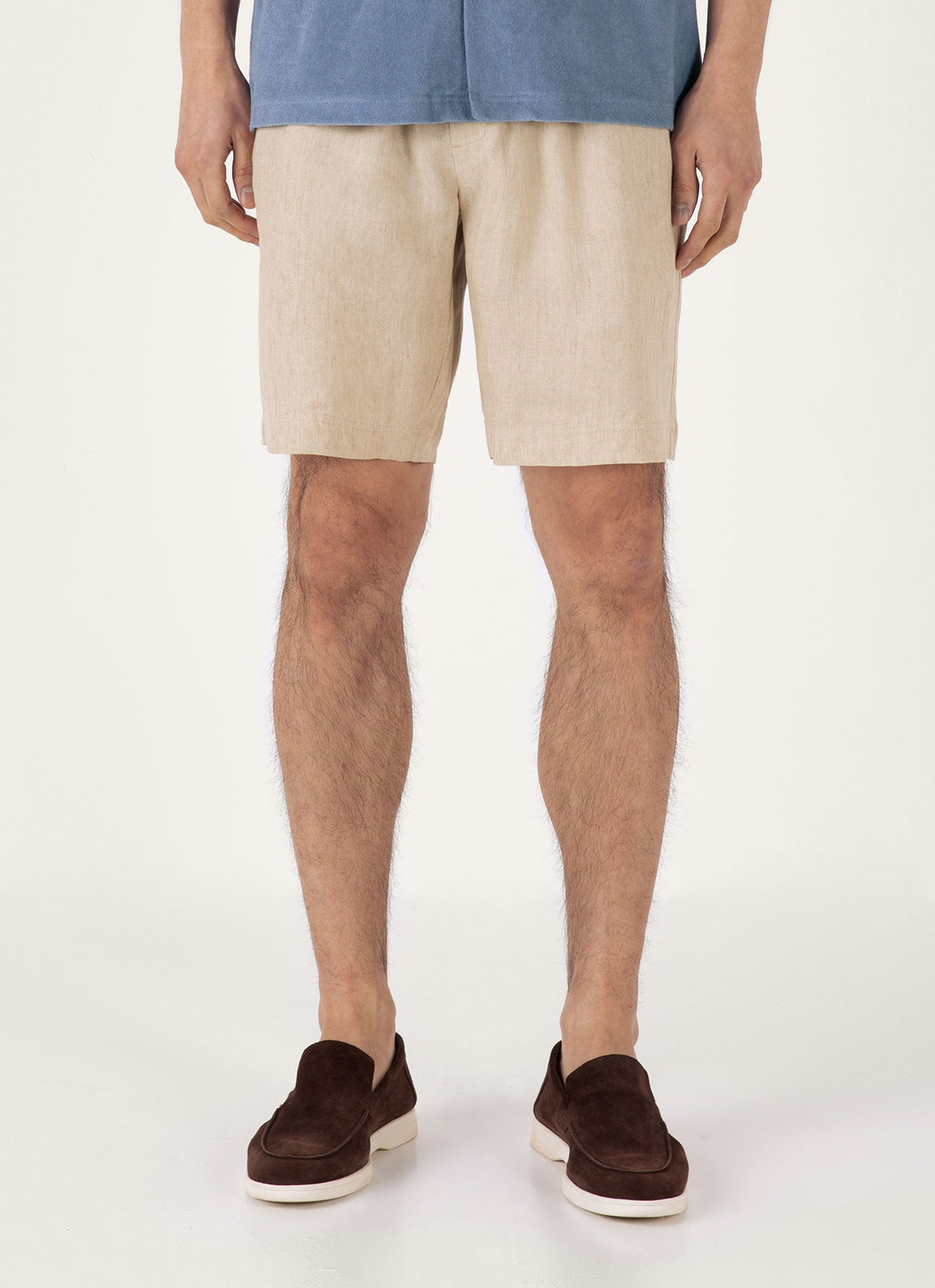 Men's Linen Drawstring Short in Light Sand