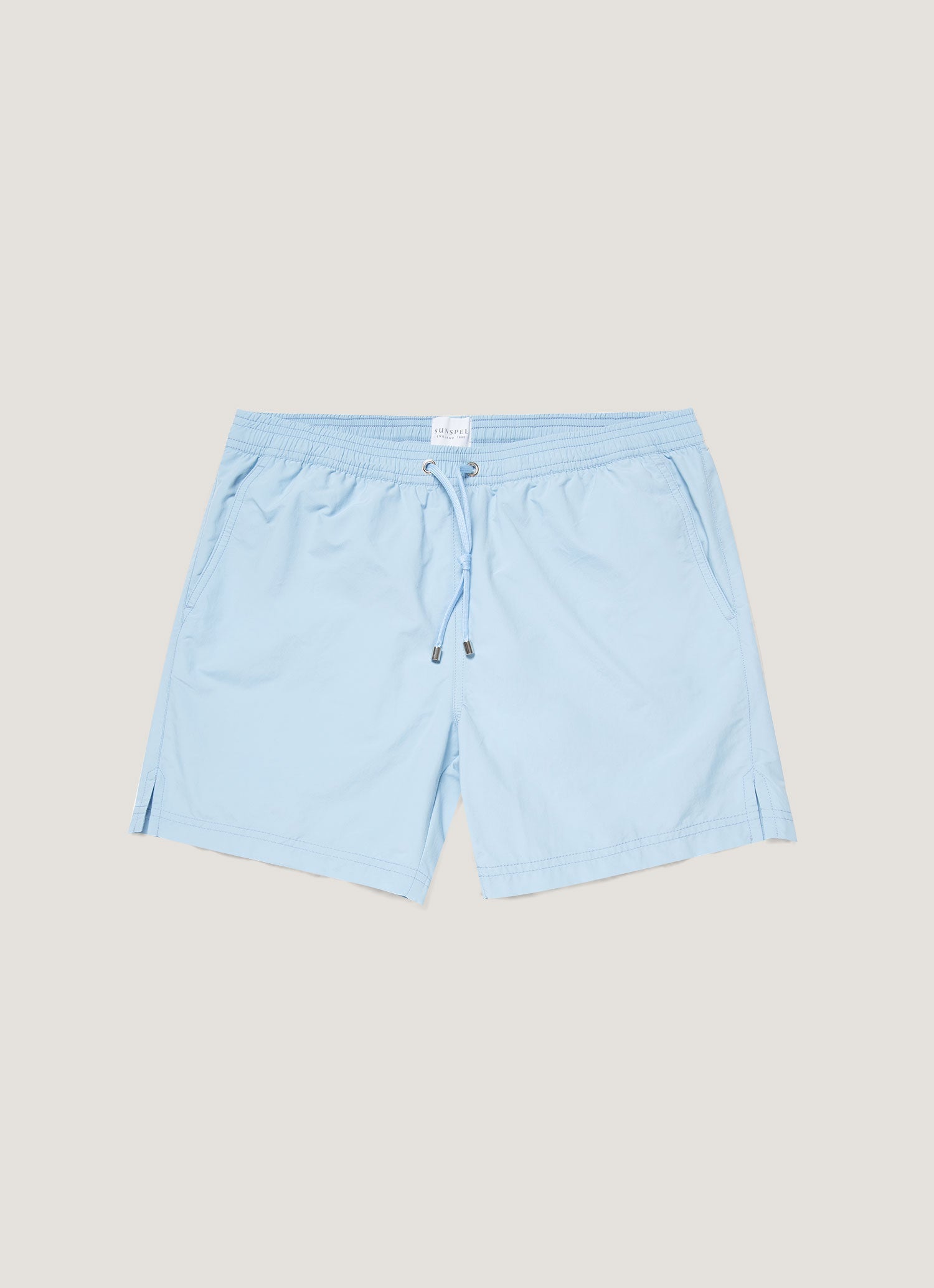 Men's Drawstring Swim Shorts in Light Blue | Sunspel