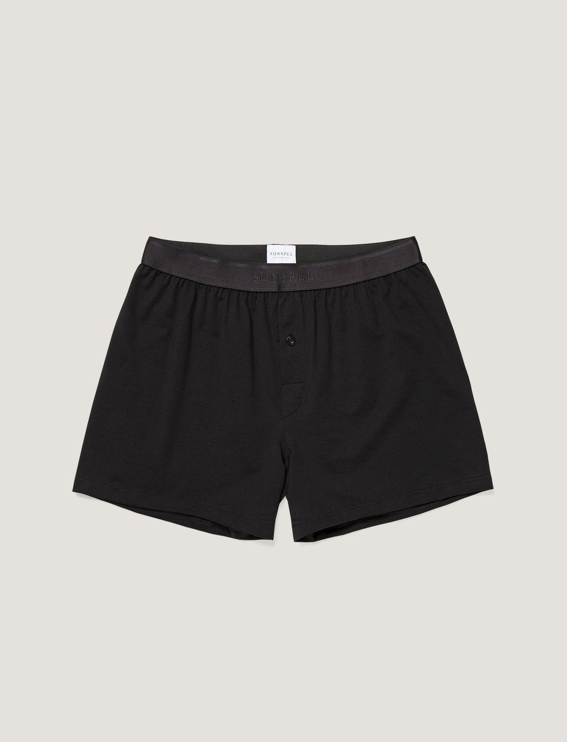 Men's Superfine Cotton One-Button Boxer Shorts in Black