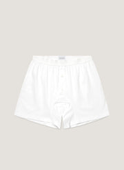 Men's Superfine Cotton Two-Button Boxer Briefs in White