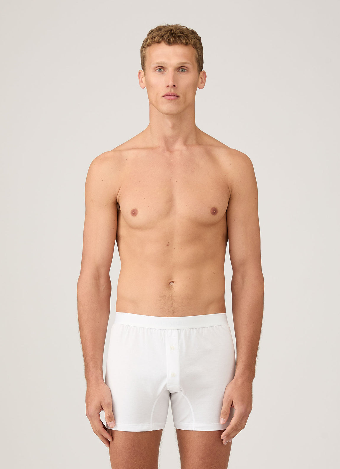 Men's Superfine Cotton Two-Button Boxer Briefs in White