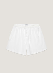 Men's Cellular Cotton One-Button Boxer Short in White