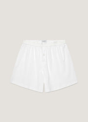 Men's Cellular Cotton One-Button Boxer Short in White