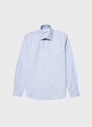 Men's Sea Island Cotton Shirt in Navy/White Fine Stripe