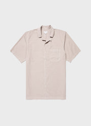 Men's Seersucker Camp Collar Shirt in Light Sand