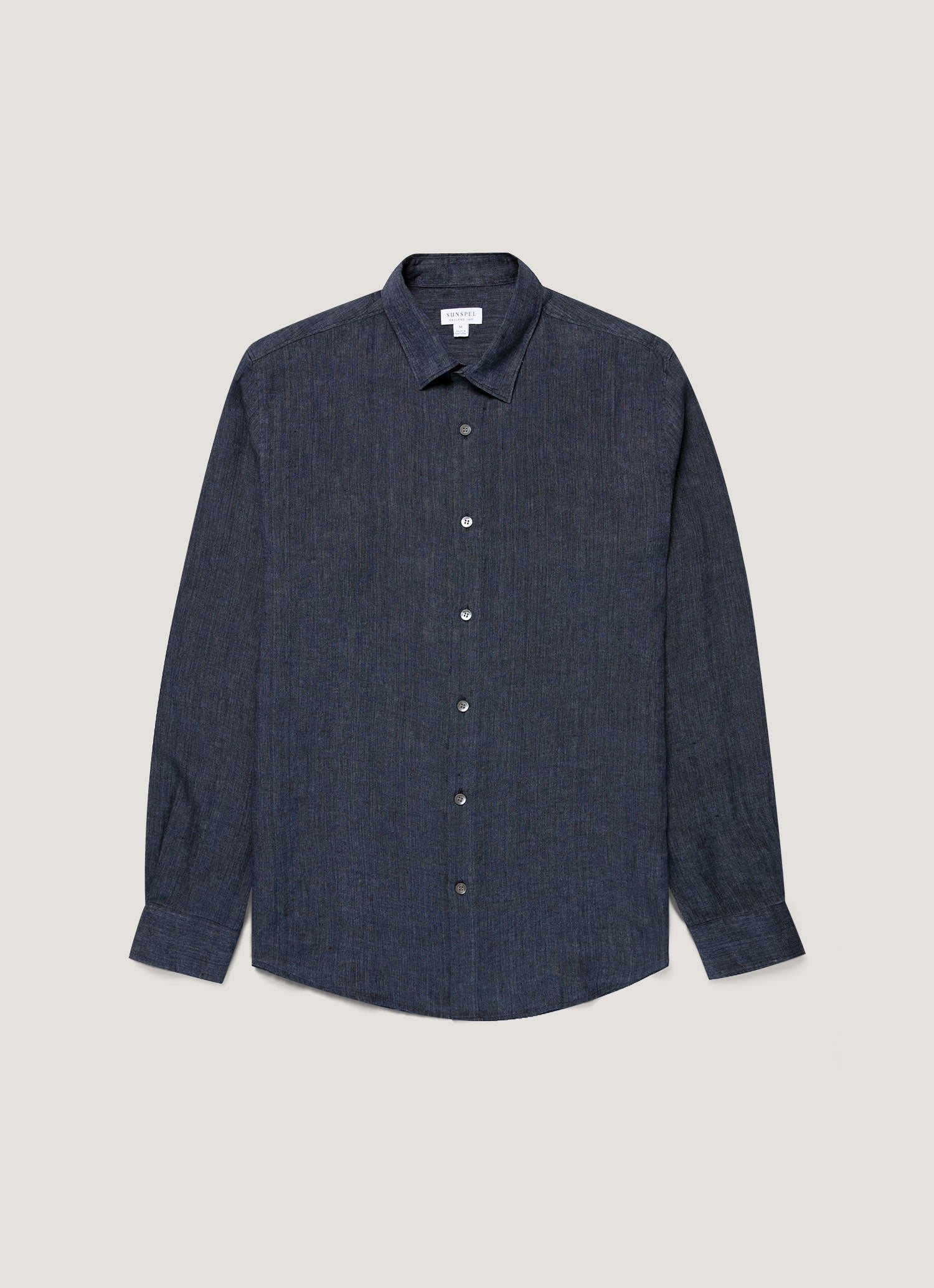 Men's Linen Shirt in Navy Melange