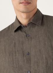 Men's Linen Shirt in Dusk Green