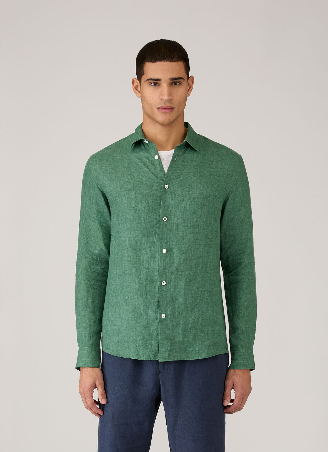 Men's Linen Shirt in Bright Green
