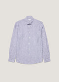 Men's Linen Shirt in White/Navy