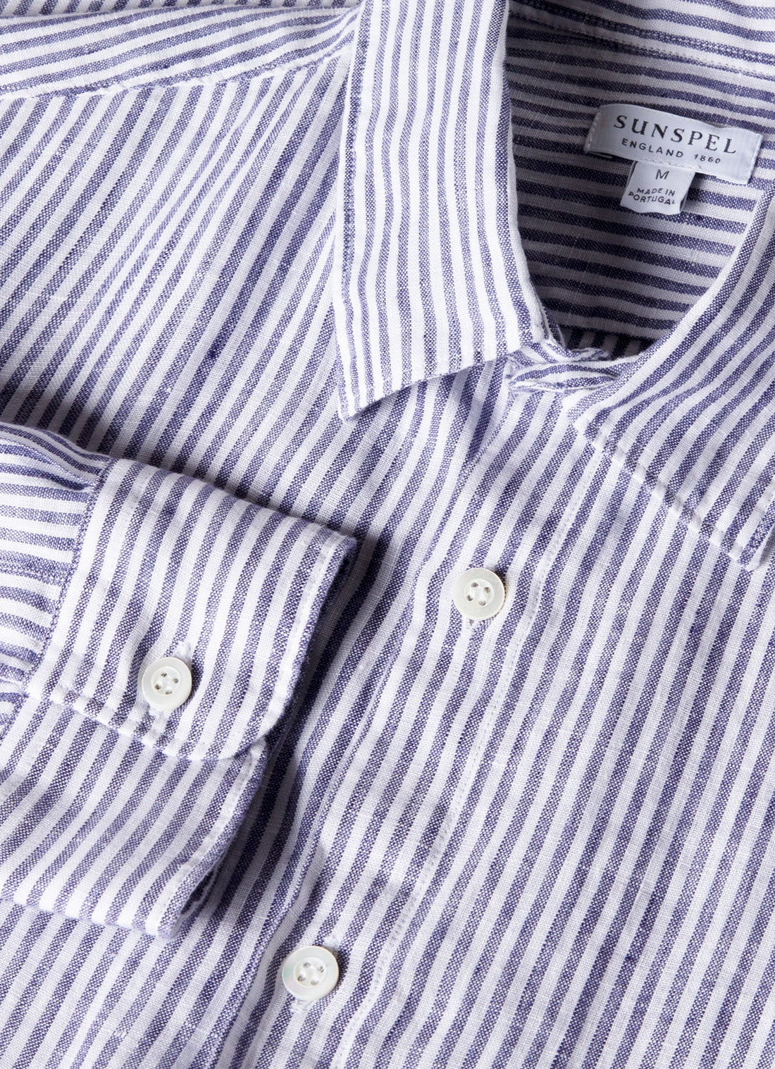 Men's Linen Shirt in Navy/White Linen