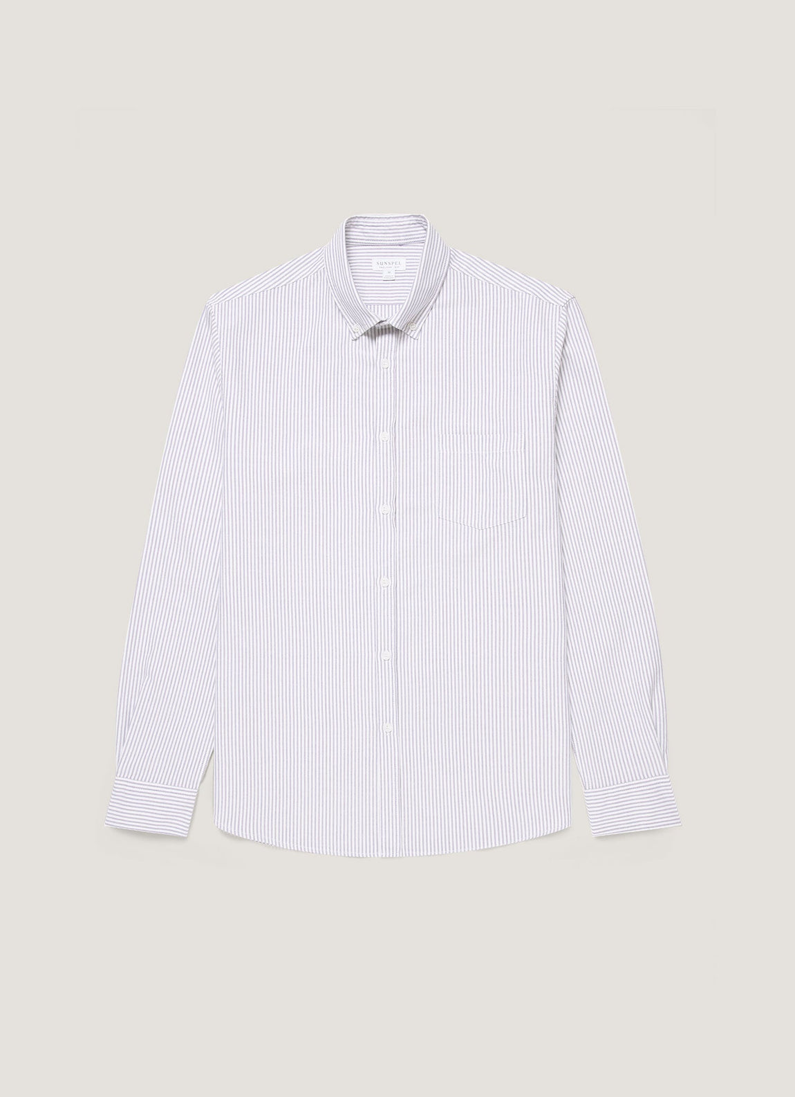 Men's Button Down Oxford Shirt in White/Navy