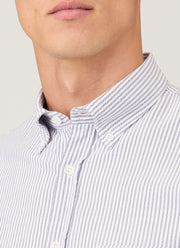 Men's Button Down Oxford Shirt in White/Navy