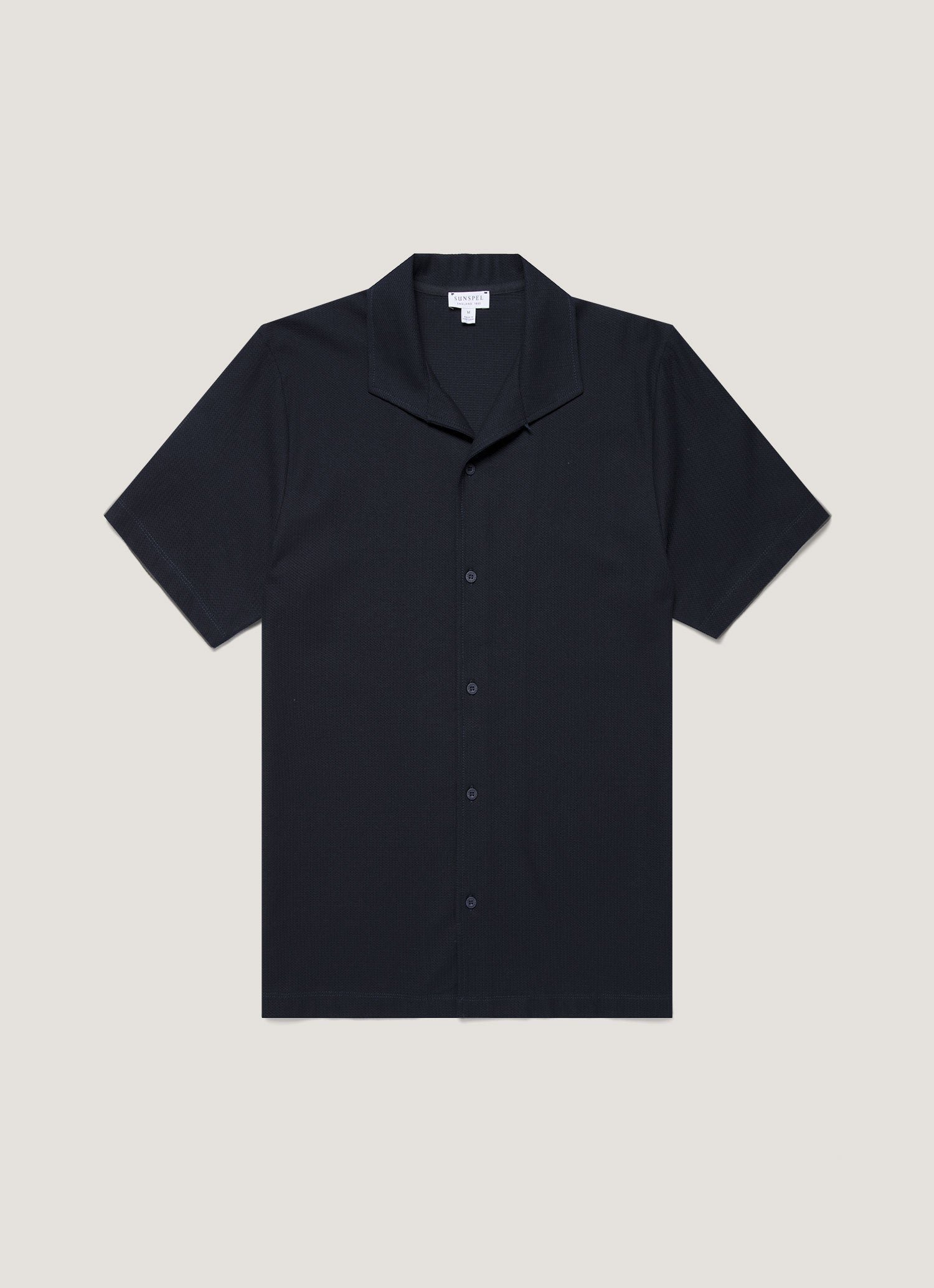Men's Short Sleeve Textured Jersey Shirt in Midnight Navy