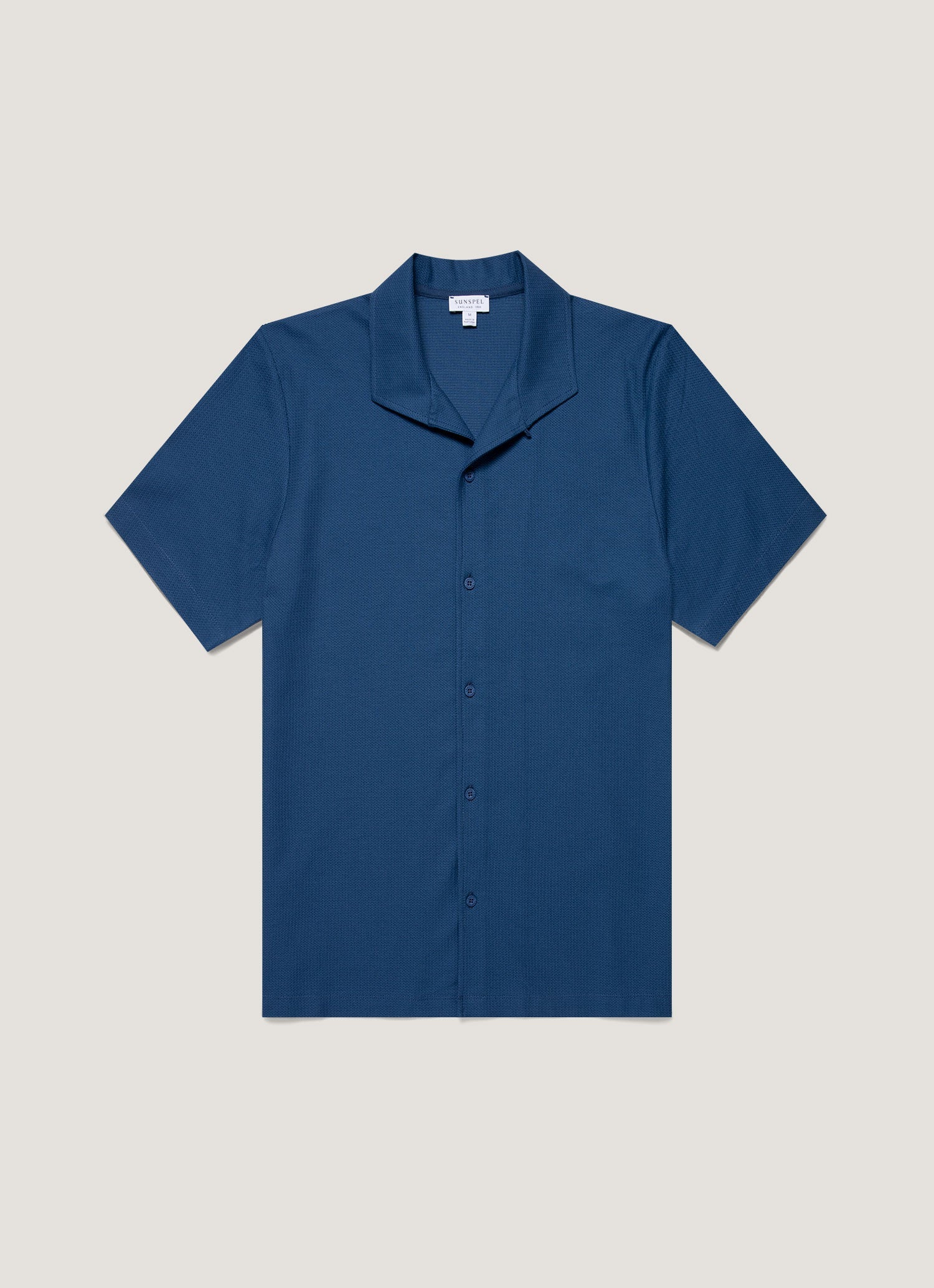 Men's Short Sleeve Textured Jersey Shirt in Soft Denim