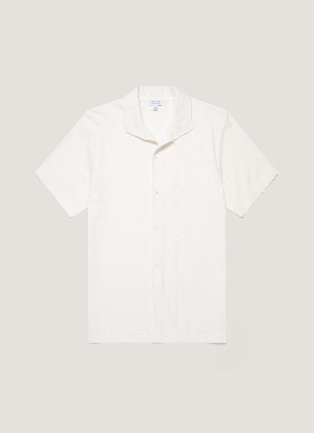 Men's Short Sleeve Textured Jersey Shirt in Ecru