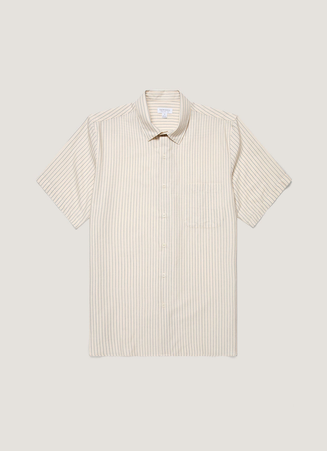 Men's Short Sleeve Vintage Stripe Shirt in Vintage Blue/Ecru