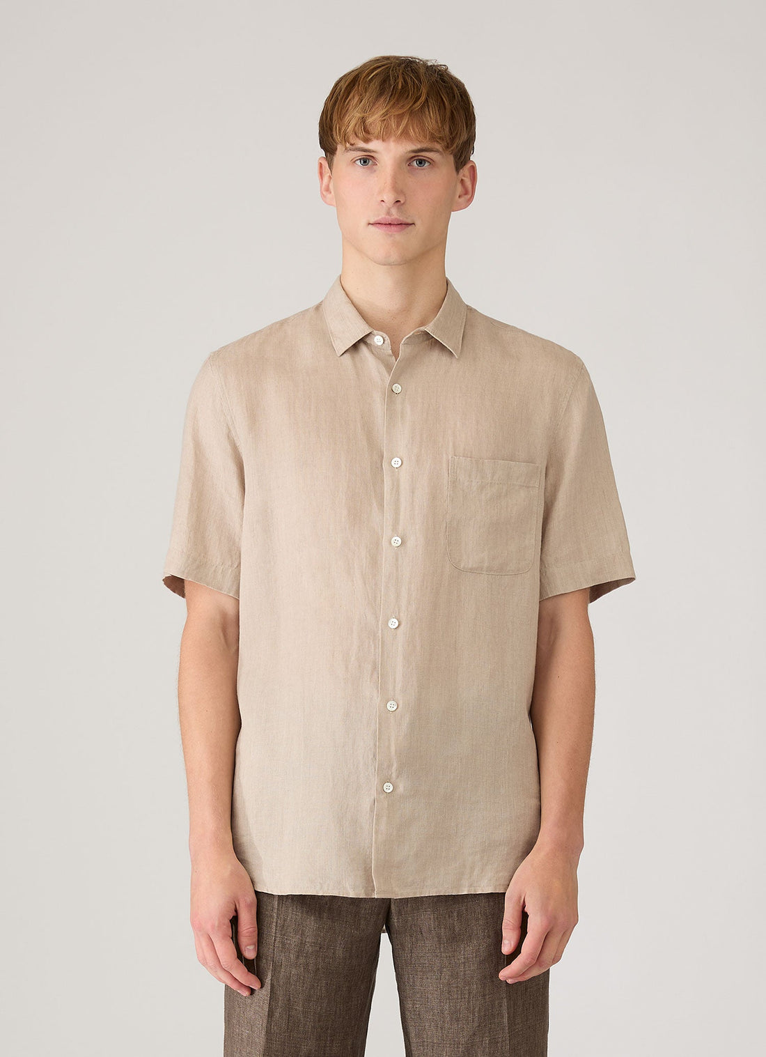 Men's Short Sleeve Linen Shirt in Hazelwood