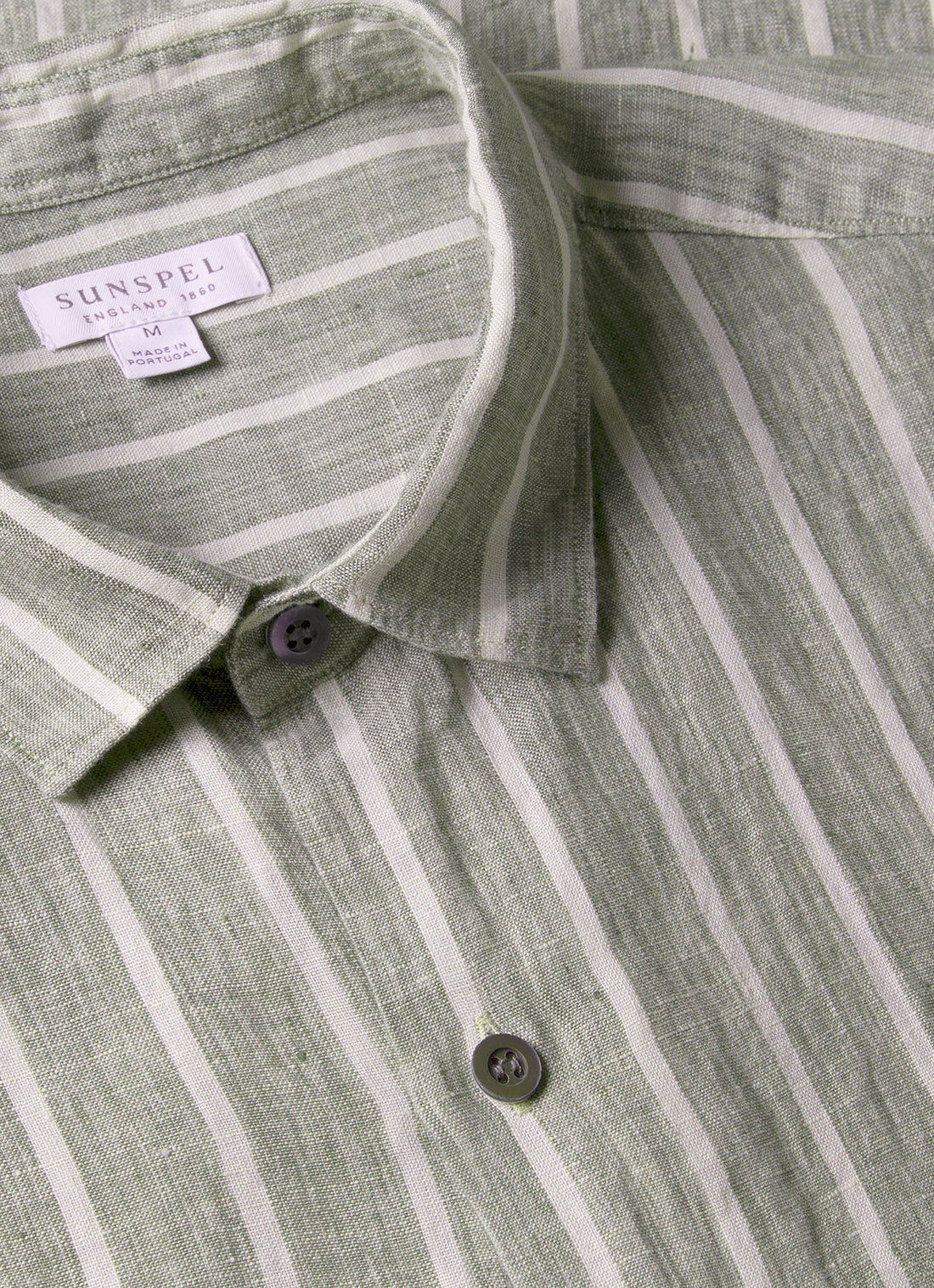 Men's Short Sleeve Linen Shirt in Dusk Green/Ecru