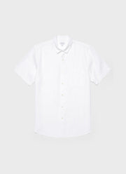 Men's Short Sleeve Linen Shirt in White
