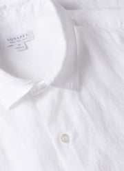 Men's Short Sleeve Linen Shirt in White