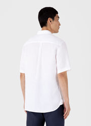 Men's Short Sleeve Linen Shirt in White