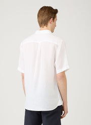 Men's Short Sleeve Linen Shirt in White