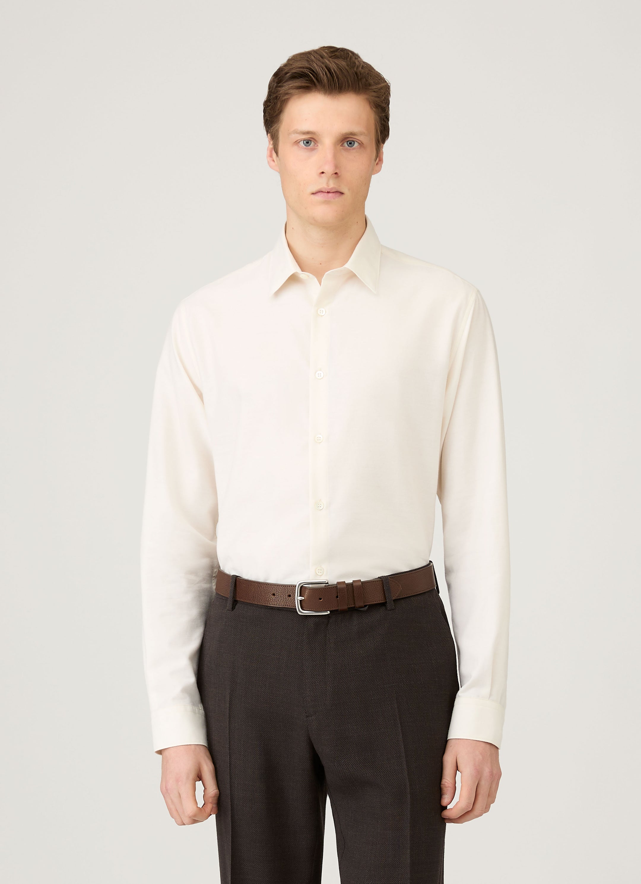 Men's Cotton Cashmere Shirt in Warm White