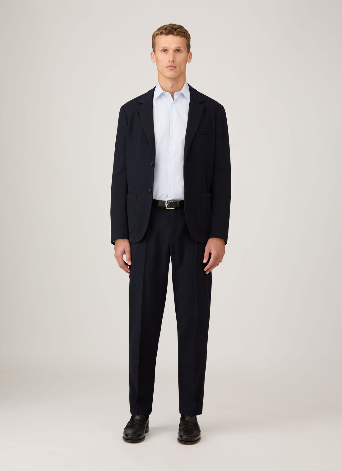 Men's Sea Island Cotton Shirt in Ink Blue