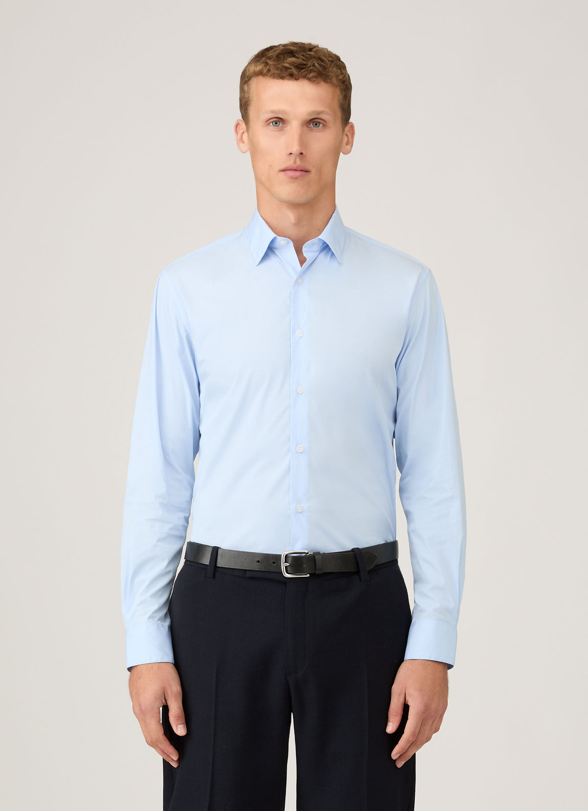 Men's Cotton Stretch Shirt in Light Blue