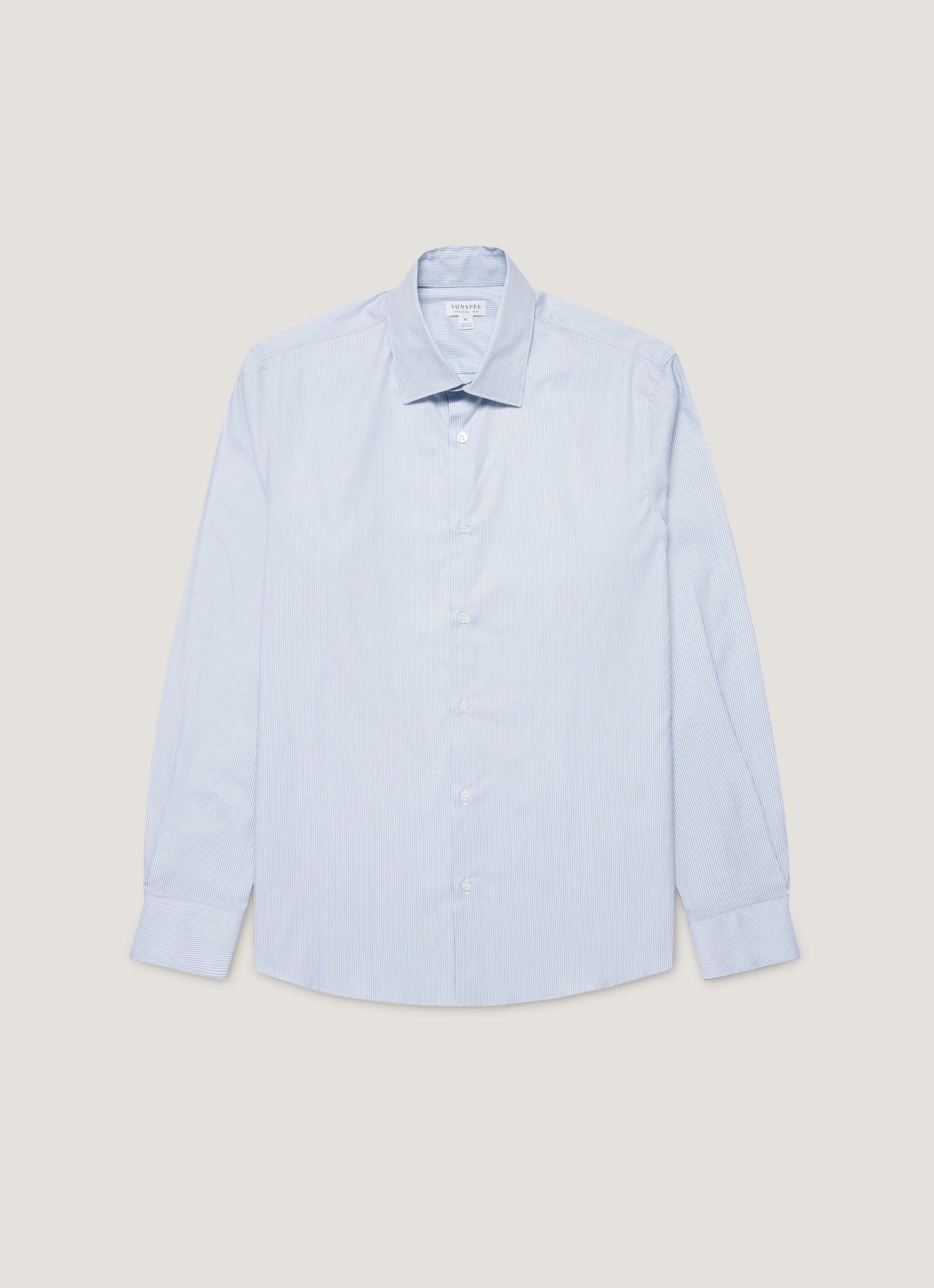 Men's Cotton Stretch Shirt in Light Blue/White