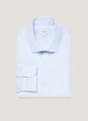 Men's Smart Poplin Shirt in White/Light Blue