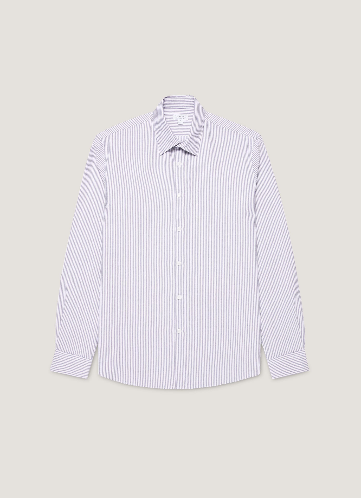 Men's Oxford Shirt in White/Navy | Sunspel