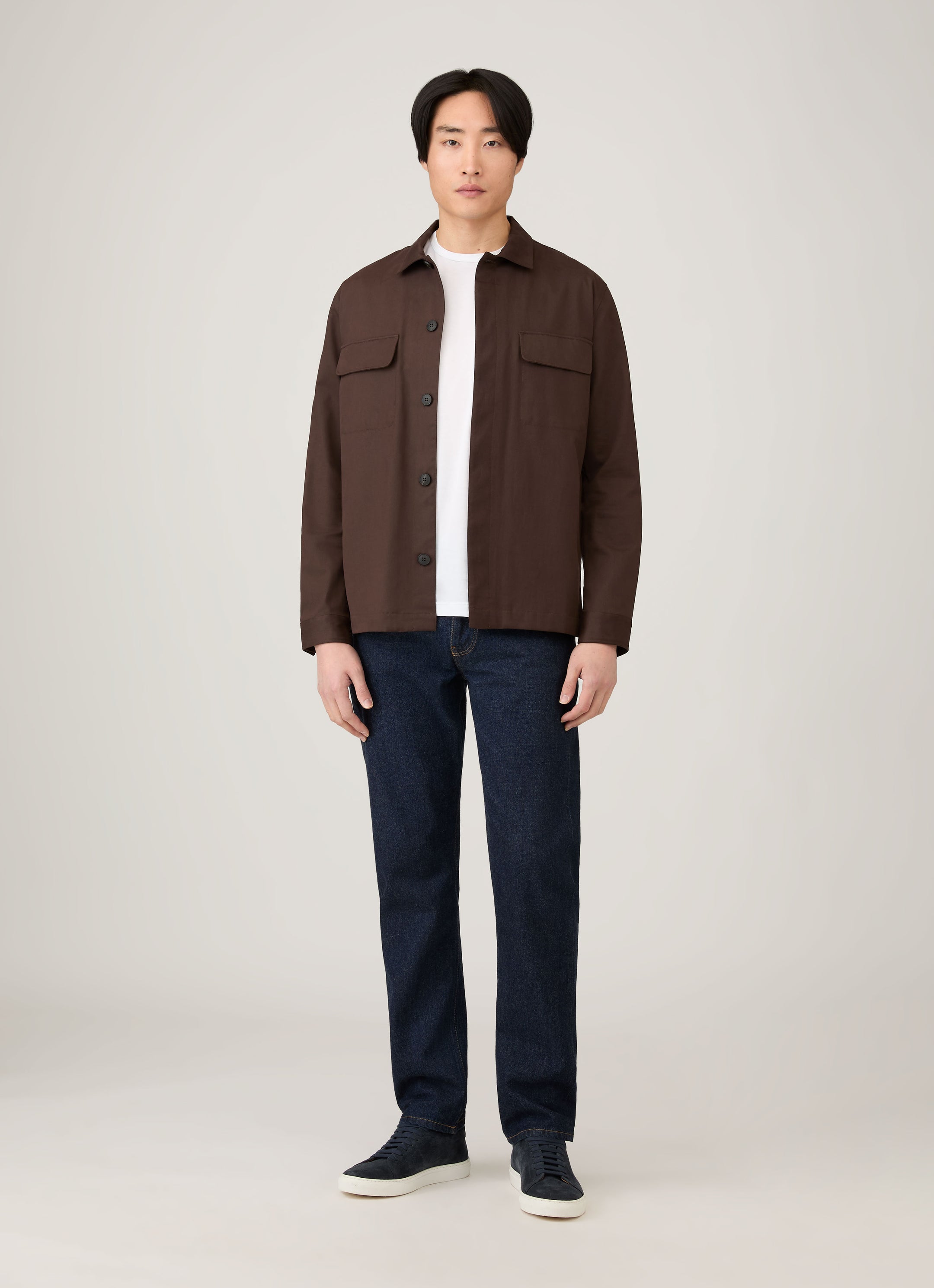 Men's Cotton Cashmere Overshirt in Truffle