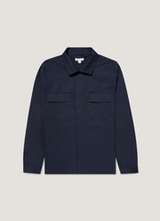 Men's Cotton Cashmere Overshirt in Navy