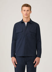 Men's Cotton Cashmere Overshirt in Navy