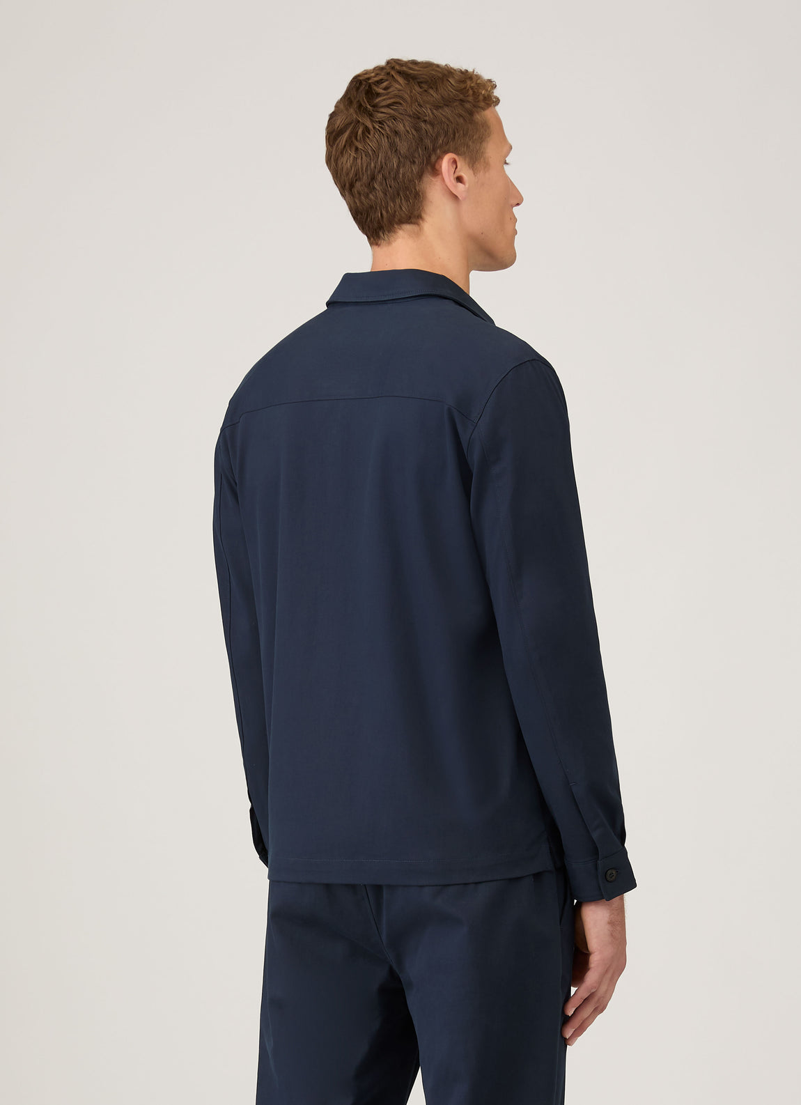 Men's Cotton Cashmere Overshirt in Navy