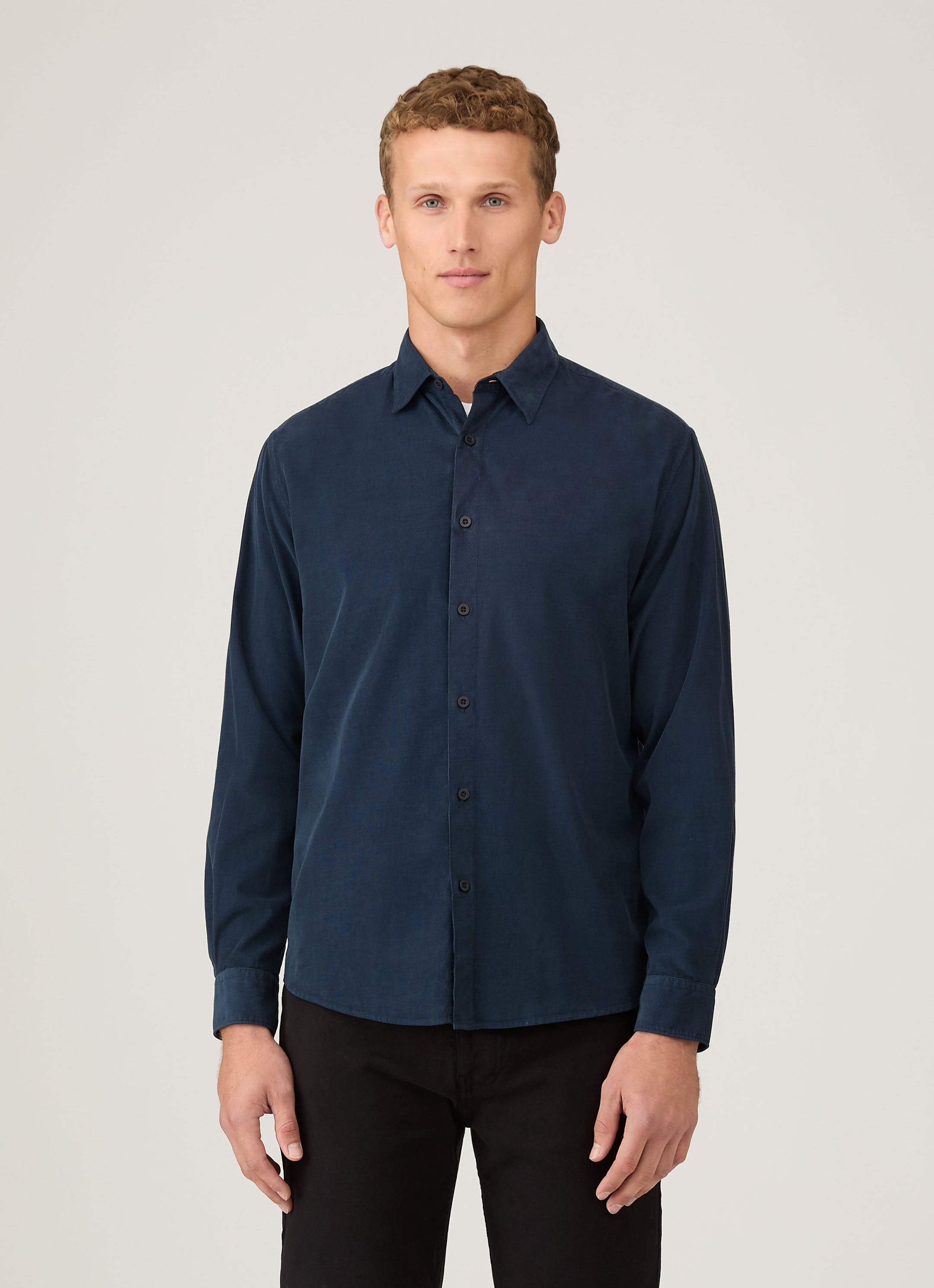 Men's Fine Cord Shirt in Navy