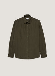 Men's Fine Cord Shirt in Dark Green