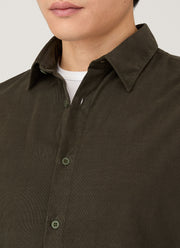 Men's Fine Cord Shirt in Dark Green