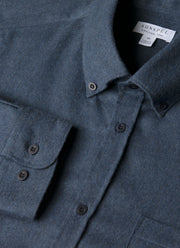 Men's Button Down Flannel Shirt in Selvedge Blue Melange