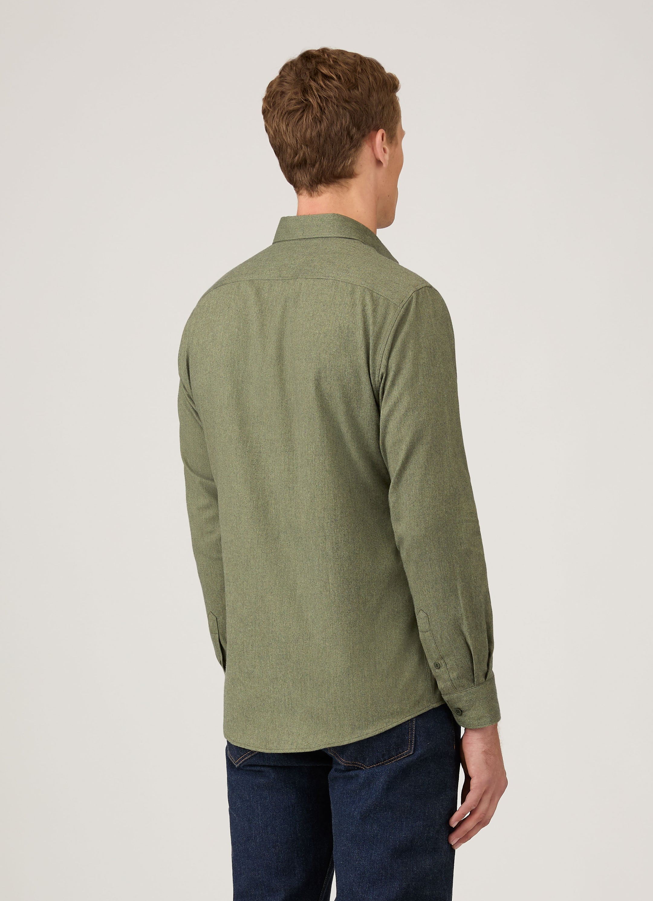 Men's Button Down Flannel Shirt in Sea Moss Melange