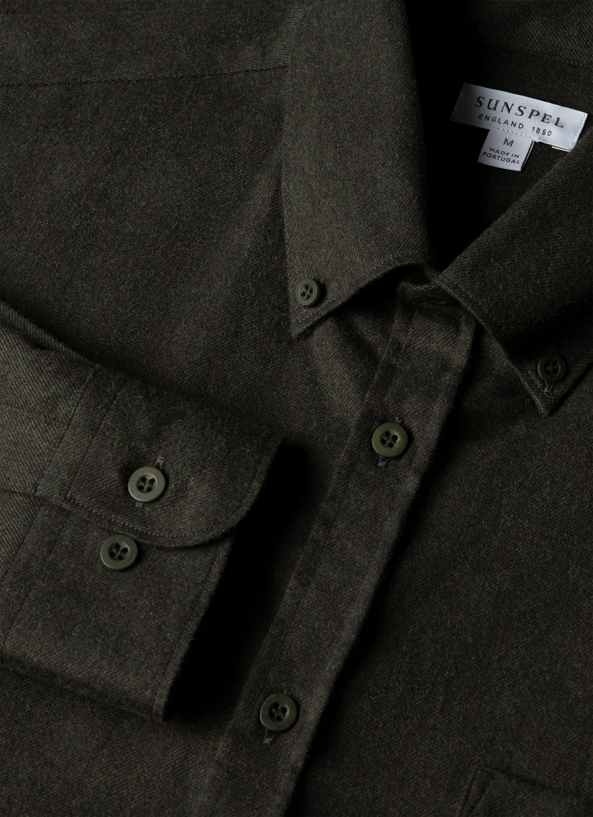 Men's Button Down Flannel Shirt in Loden Green