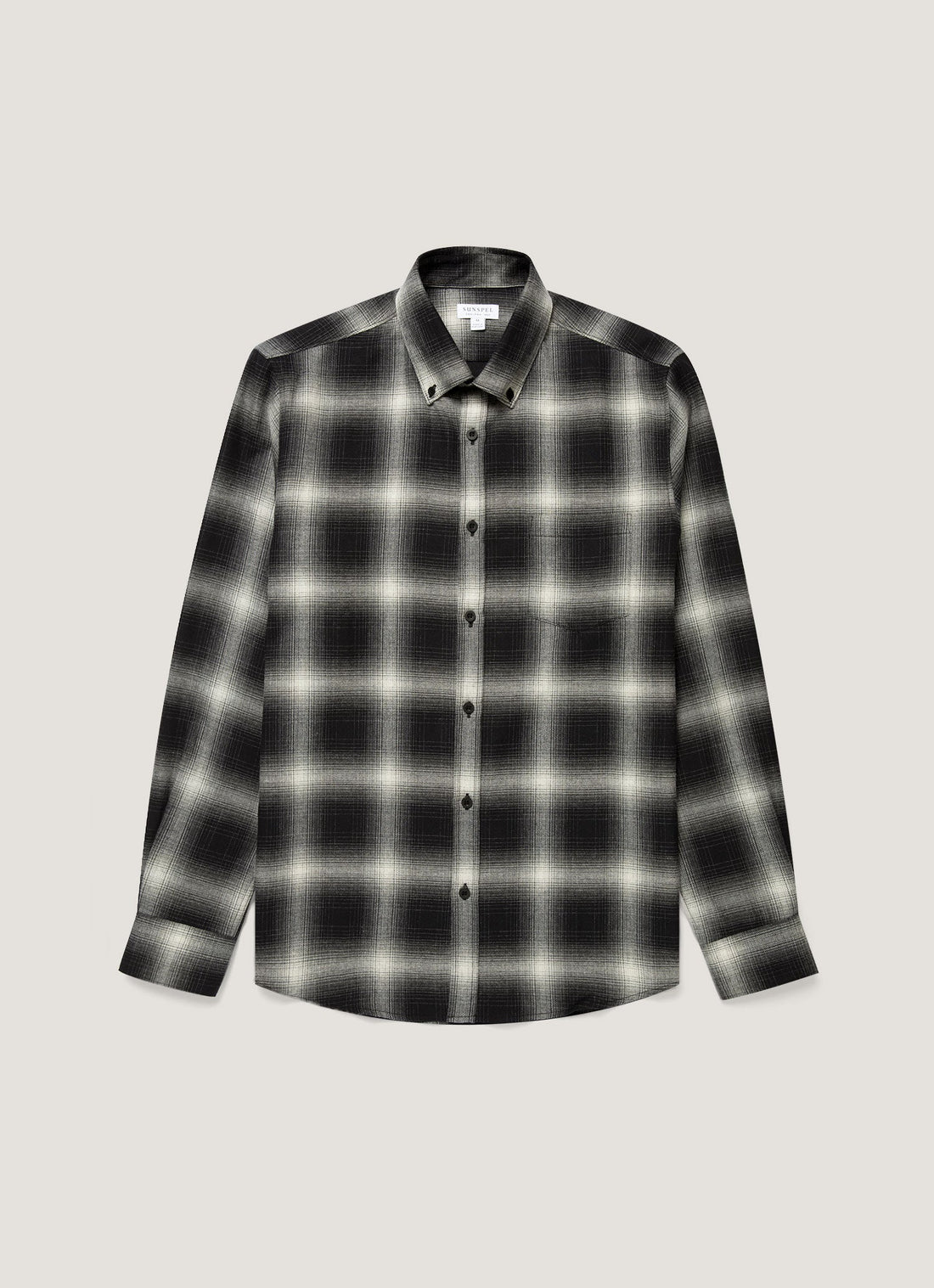 Men's Button Down Flannel Shirt in Black Melton Check